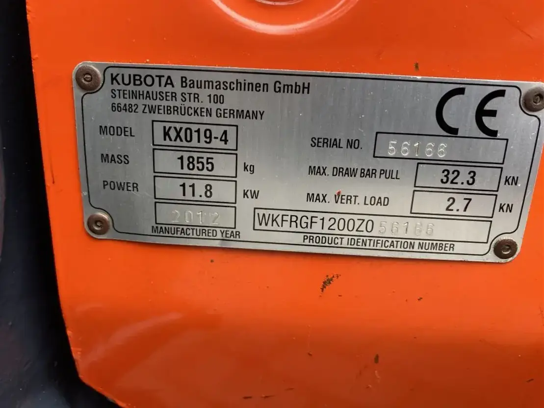 Kubota KX019-4 Minibagger 1,8 t Baujahr 2012 Gebraucht – Bild 9